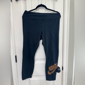 Nike Black Leggings with Leopard Swoosh